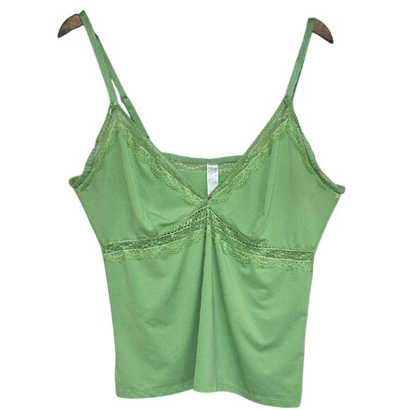 Delta Burke Tops - Womens Sz 3X Kelly Green Lace Y2K Babydoll Spaghetti Straps Camisole Delta Burke